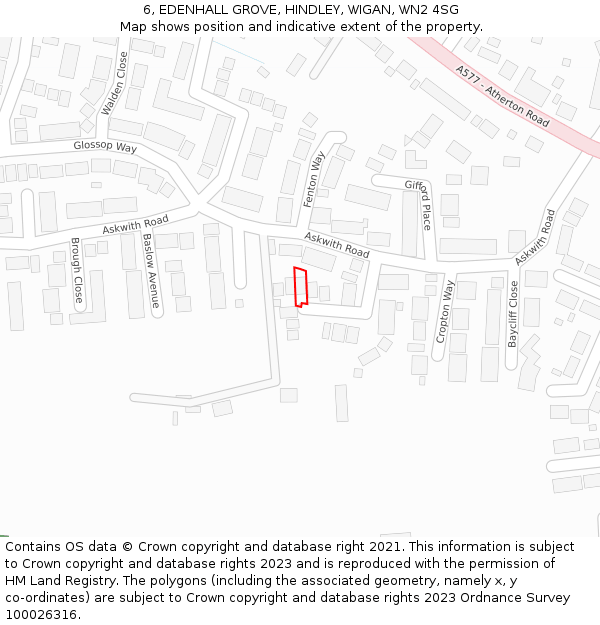 6, EDENHALL GROVE, HINDLEY, WIGAN, WN2 4SG: Location map and indicative extent of plot