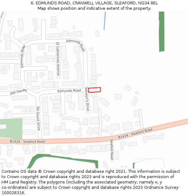 6, EDMUNDS ROAD, CRANWELL VILLAGE, SLEAFORD, NG34 8EL: Location map and indicative extent of plot