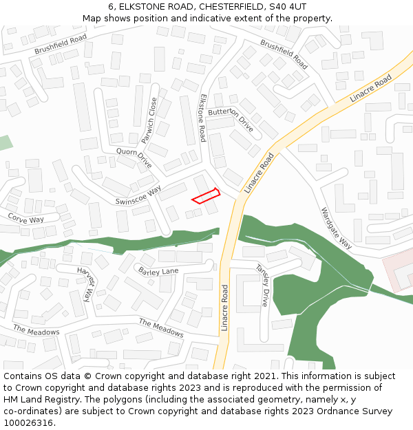 6, ELKSTONE ROAD, CHESTERFIELD, S40 4UT: Location map and indicative extent of plot