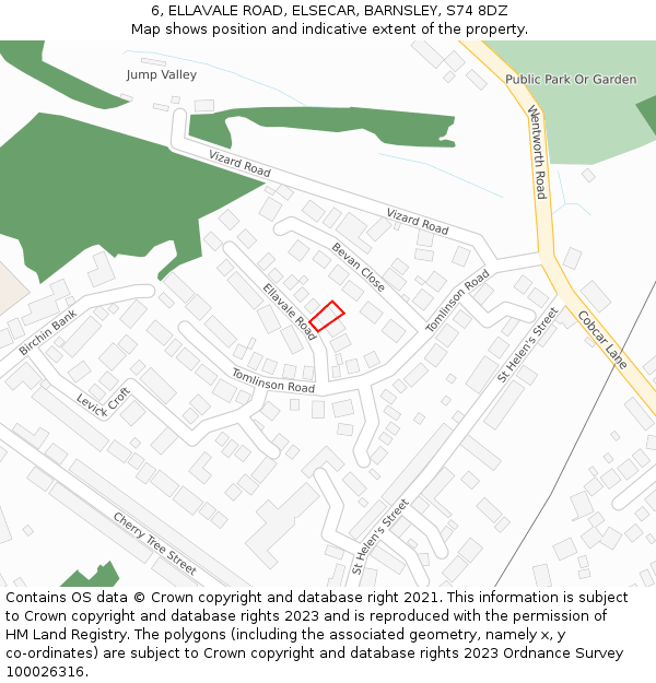 6, ELLAVALE ROAD, ELSECAR, BARNSLEY, S74 8DZ: Location map and indicative extent of plot