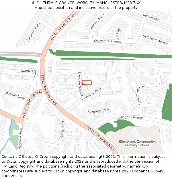 6, ELLENDALE GRANGE, WORSLEY, MANCHESTER, M28 7UX: Location map and indicative extent of plot