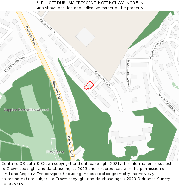 6, ELLIOTT DURHAM CRESCENT, NOTTINGHAM, NG3 5LN: Location map and indicative extent of plot