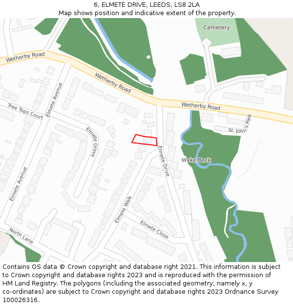 6, ELMETE DRIVE, LEEDS, LS8 2LA: Location map and indicative extent of plot