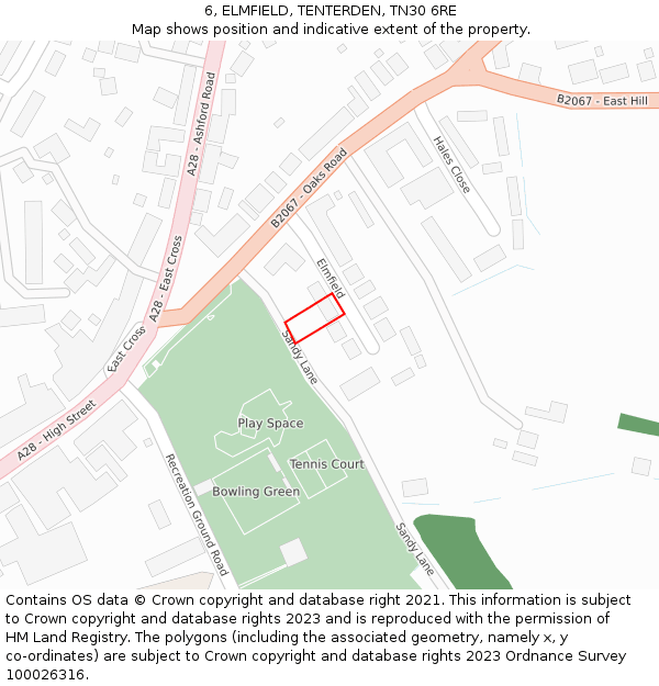 6, ELMFIELD, TENTERDEN, TN30 6RE: Location map and indicative extent of plot