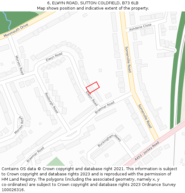 6, ELWYN ROAD, SUTTON COLDFIELD, B73 6LB: Location map and indicative extent of plot