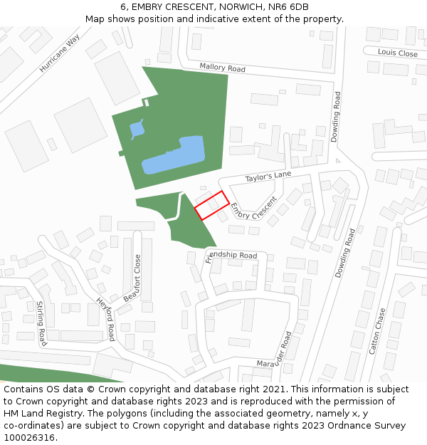 6, EMBRY CRESCENT, NORWICH, NR6 6DB: Location map and indicative extent of plot