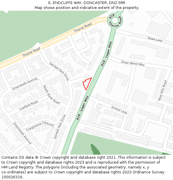 6, ENDCLIFFE WAY, DONCASTER, DN2 5RR: Location map and indicative extent of plot
