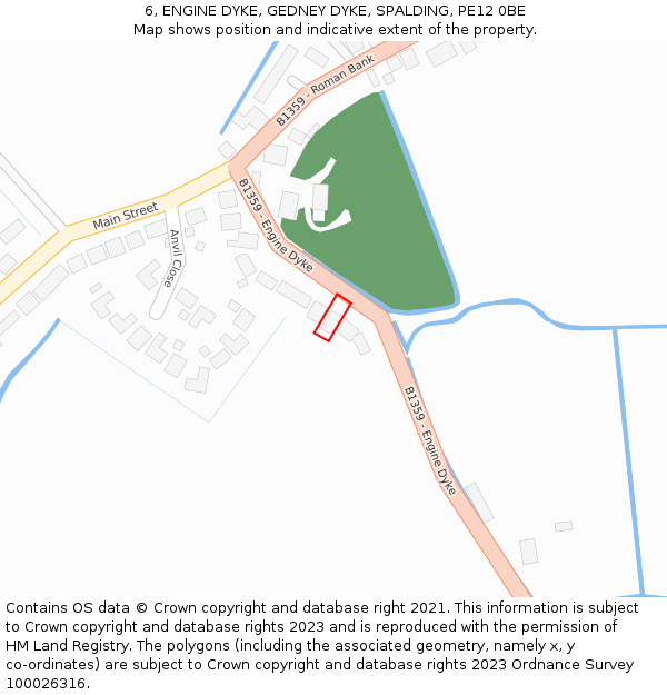 6, ENGINE DYKE, GEDNEY DYKE, SPALDING, PE12 0BE: Location map and indicative extent of plot