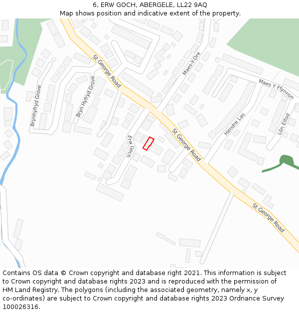 6, ERW GOCH, ABERGELE, LL22 9AQ: Location map and indicative extent of plot