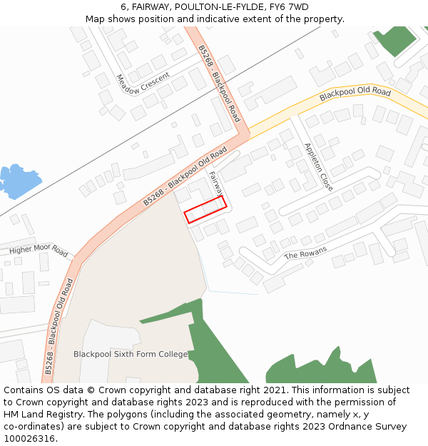6, FAIRWAY, POULTON-LE-FYLDE, FY6 7WD: Location map and indicative extent of plot