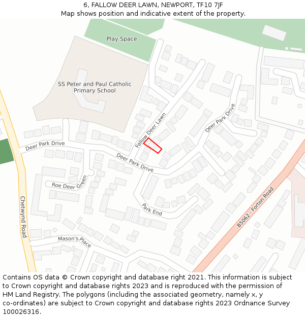 6, FALLOW DEER LAWN, NEWPORT, TF10 7JF: Location map and indicative extent of plot