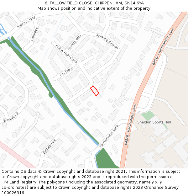 6, FALLOW FIELD CLOSE, CHIPPENHAM, SN14 6YA: Location map and indicative extent of plot