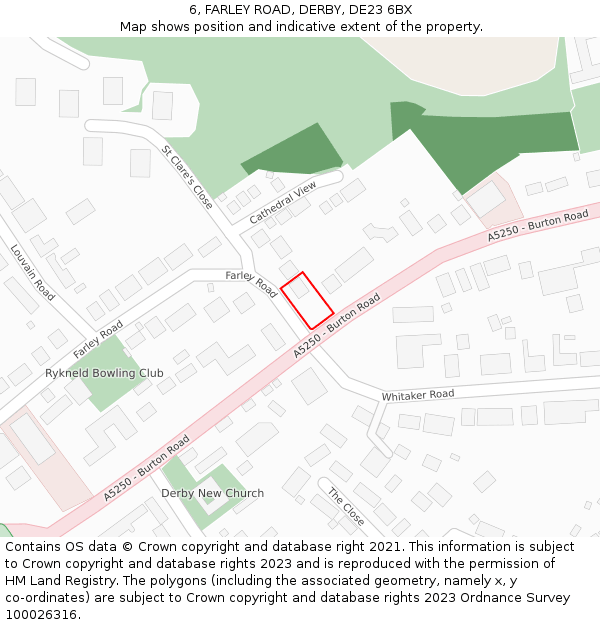 6, FARLEY ROAD, DERBY, DE23 6BX: Location map and indicative extent of plot