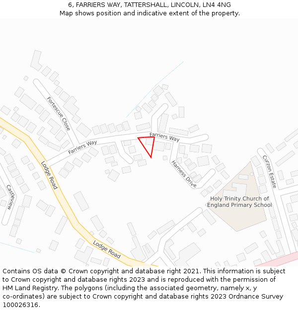 6, FARRIERS WAY, TATTERSHALL, LINCOLN, LN4 4NG: Location map and indicative extent of plot