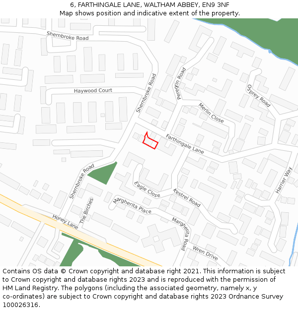 6, FARTHINGALE LANE, WALTHAM ABBEY, EN9 3NF: Location map and indicative extent of plot