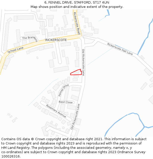 6, FENNEL DRIVE, STAFFORD, ST17 4UN: Location map and indicative extent of plot
