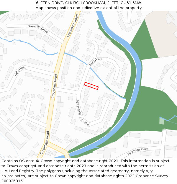 6, FERN DRIVE, CHURCH CROOKHAM, FLEET, GU51 5NW: Location map and indicative extent of plot