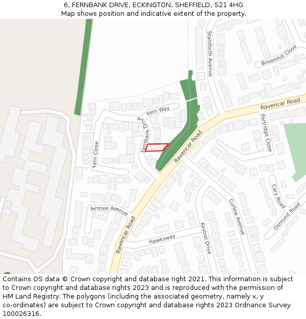 6, FERNBANK DRIVE, ECKINGTON, SHEFFIELD, S21 4HG: Location map and indicative extent of plot