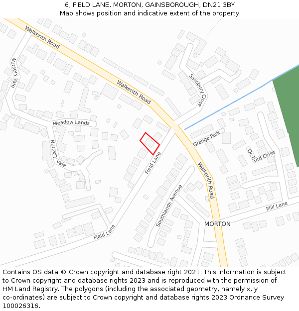 6, FIELD LANE, MORTON, GAINSBOROUGH, DN21 3BY: Location map and indicative extent of plot
