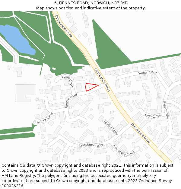 6, FIENNES ROAD, NORWICH, NR7 0YP: Location map and indicative extent of plot