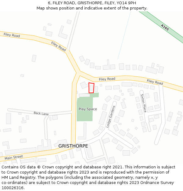 6, FILEY ROAD, GRISTHORPE, FILEY, YO14 9PH: Location map and indicative extent of plot