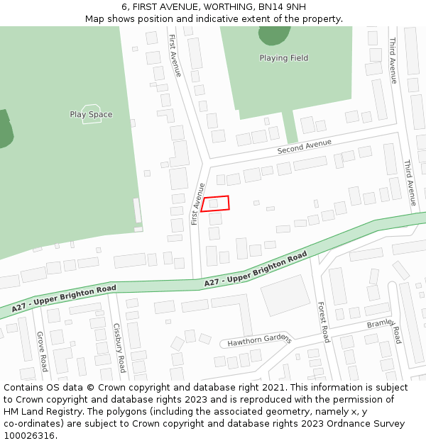 6, FIRST AVENUE, WORTHING, BN14 9NH: Location map and indicative extent of plot