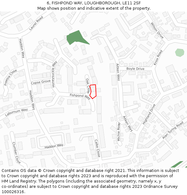 6, FISHPOND WAY, LOUGHBOROUGH, LE11 2SF: Location map and indicative extent of plot