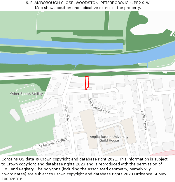 6, FLAMBOROUGH CLOSE, WOODSTON, PETERBOROUGH, PE2 9LW: Location map and indicative extent of plot