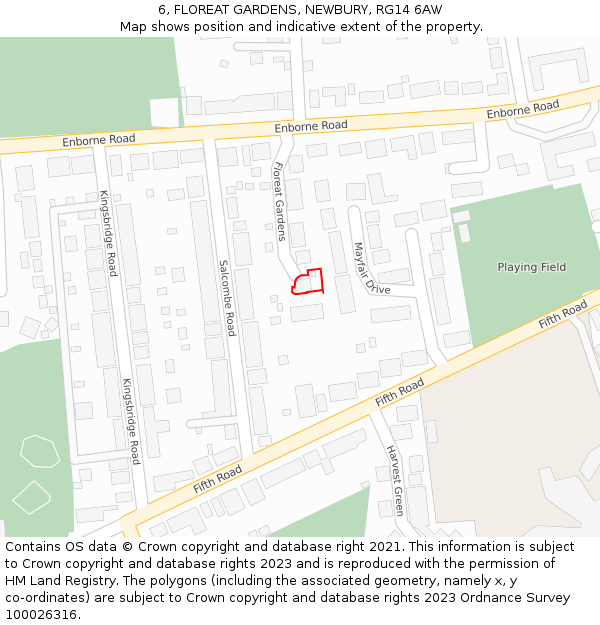 6, FLOREAT GARDENS, NEWBURY, RG14 6AW: Location map and indicative extent of plot