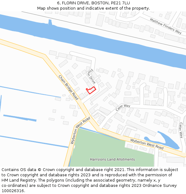 6, FLORIN DRIVE, BOSTON, PE21 7LU: Location map and indicative extent of plot