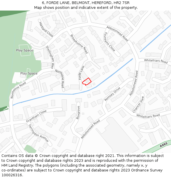 6, FORDE LANE, BELMONT, HEREFORD, HR2 7SR: Location map and indicative extent of plot