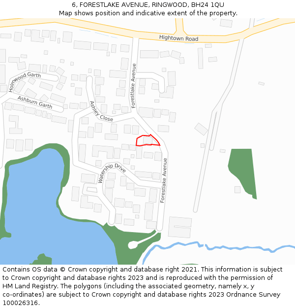 6, FORESTLAKE AVENUE, RINGWOOD, BH24 1QU: Location map and indicative extent of plot