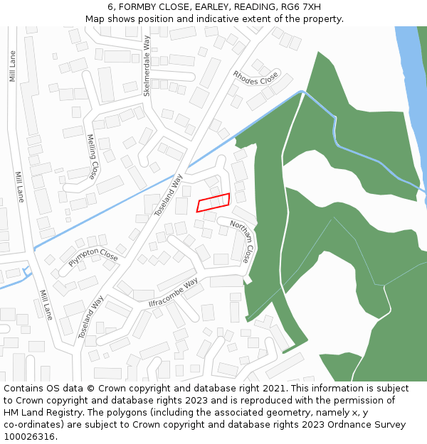 6, FORMBY CLOSE, EARLEY, READING, RG6 7XH: Location map and indicative extent of plot