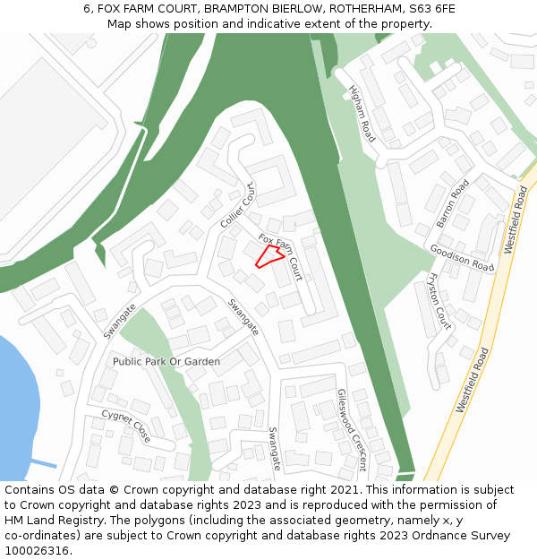 6, FOX FARM COURT, BRAMPTON BIERLOW, ROTHERHAM, S63 6FE: Location map and indicative extent of plot