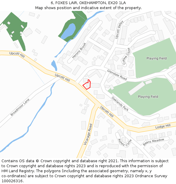 6, FOXES LAIR, OKEHAMPTON, EX20 1LA: Location map and indicative extent of plot