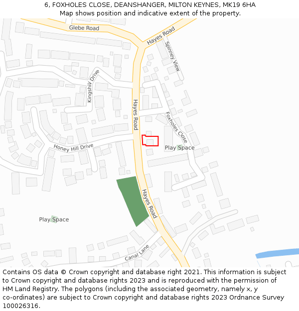 6, FOXHOLES CLOSE, DEANSHANGER, MILTON KEYNES, MK19 6HA: Location map and indicative extent of plot