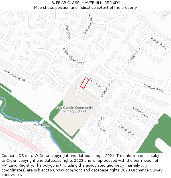 6, FRIAR CLOSE, HAVERHILL, CB9 0DY: Location map and indicative extent of plot