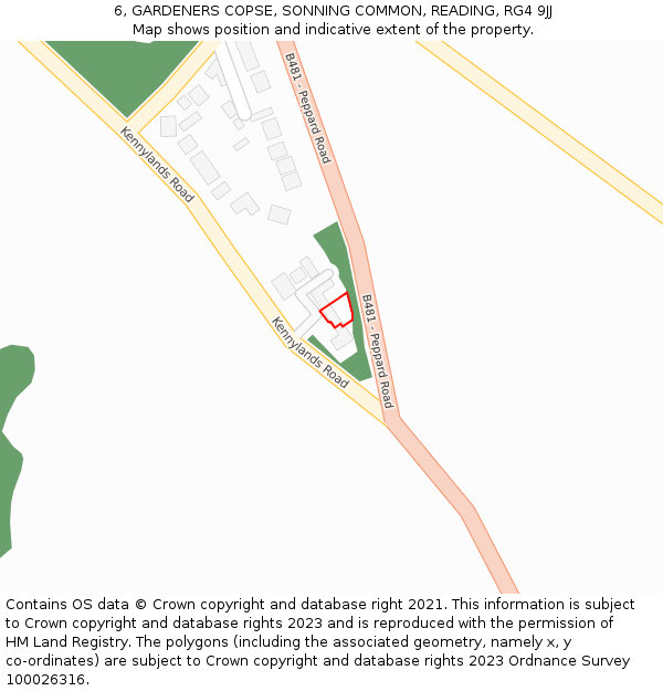 6, GARDENERS COPSE, SONNING COMMON, READING, RG4 9JJ: Location map and indicative extent of plot