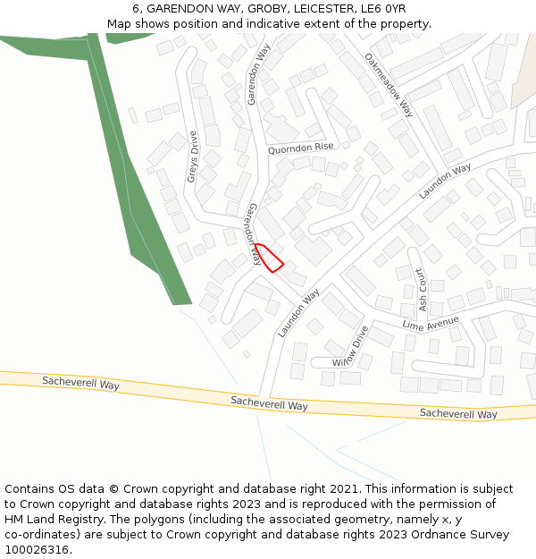 6, GARENDON WAY, GROBY, LEICESTER, LE6 0YR: Location map and indicative extent of plot