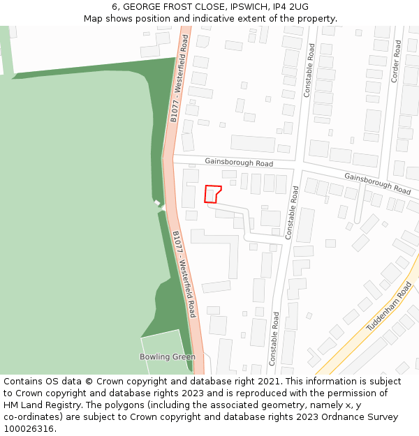 6, GEORGE FROST CLOSE, IPSWICH, IP4 2UG: Location map and indicative extent of plot