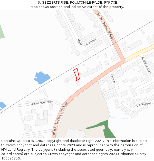 6, GEZZERTS RISE, POULTON-LE-FYLDE, FY6 7XE: Location map and indicative extent of plot