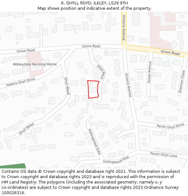 6, GHYLL ROYD, ILKLEY, LS29 9TH: Location map and indicative extent of plot