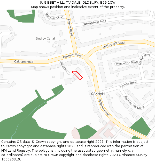 6, GIBBET HILL, TIVIDALE, OLDBURY, B69 1QW: Location map and indicative extent of plot