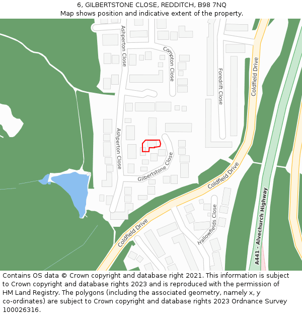 6, GILBERTSTONE CLOSE, REDDITCH, B98 7NQ: Location map and indicative extent of plot