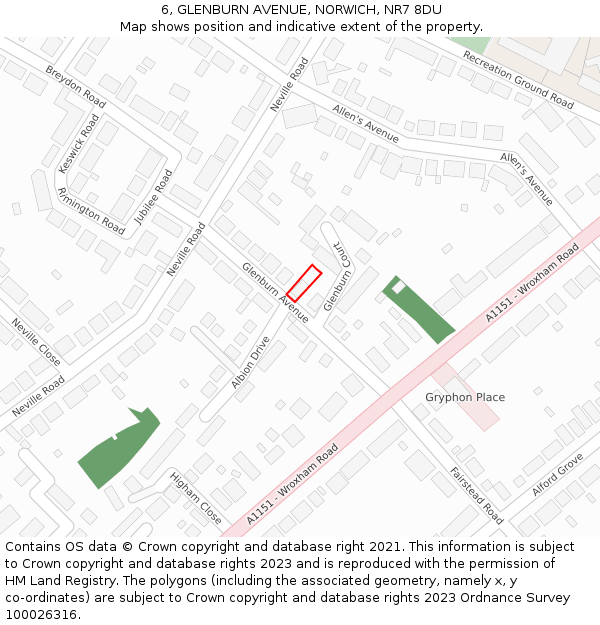 6, GLENBURN AVENUE, NORWICH, NR7 8DU: Location map and indicative extent of plot