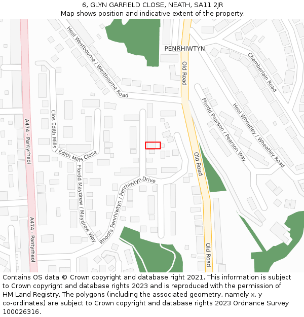 6, GLYN GARFIELD CLOSE, NEATH, SA11 2JR: Location map and indicative extent of plot