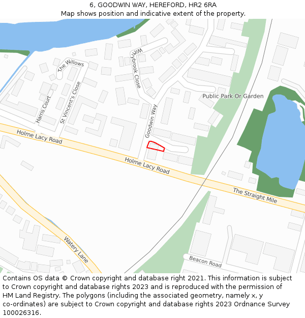 6, GOODWIN WAY, HEREFORD, HR2 6RA: Location map and indicative extent of plot