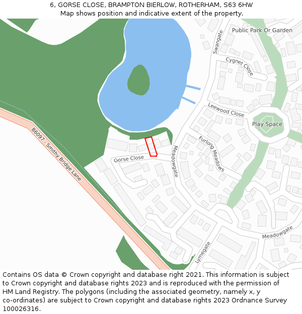 6, GORSE CLOSE, BRAMPTON BIERLOW, ROTHERHAM, S63 6HW: Location map and indicative extent of plot