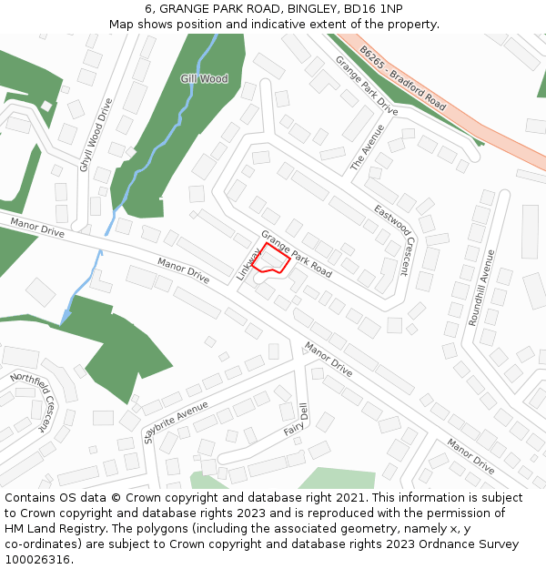 6, GRANGE PARK ROAD, BINGLEY, BD16 1NP: Location map and indicative extent of plot