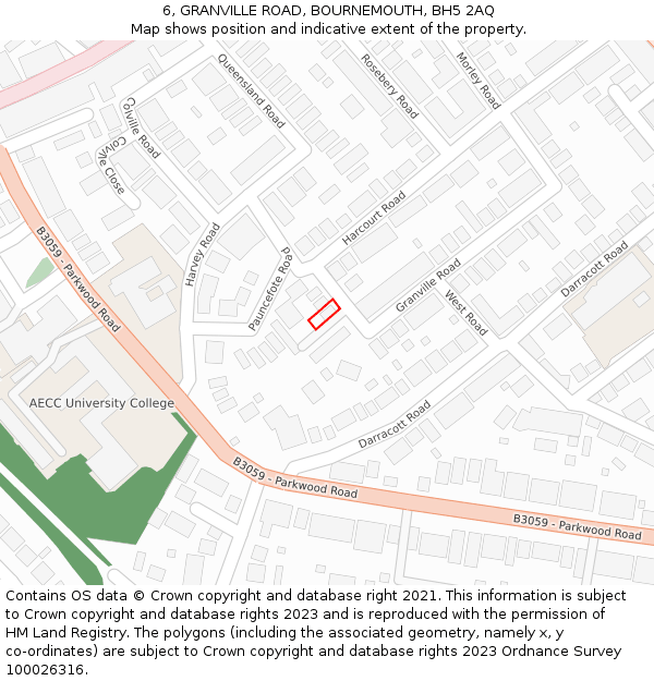 6, GRANVILLE ROAD, BOURNEMOUTH, BH5 2AQ: Location map and indicative extent of plot